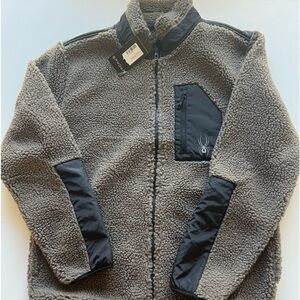 NWT Spyder Men's Size M Fur‎ Sherpa Militant Full Zip Jacket Pockets $129 (B1)